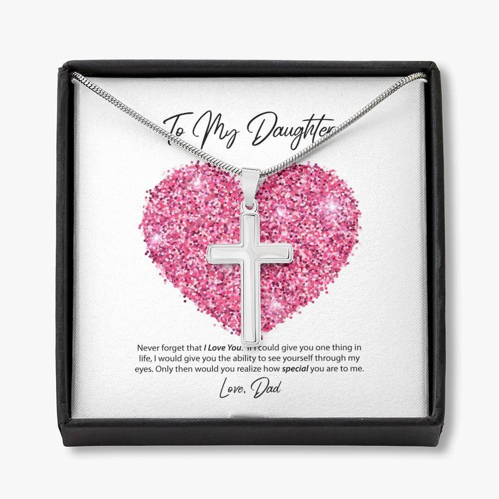 To My Daughter Love Dad Cross Necklace