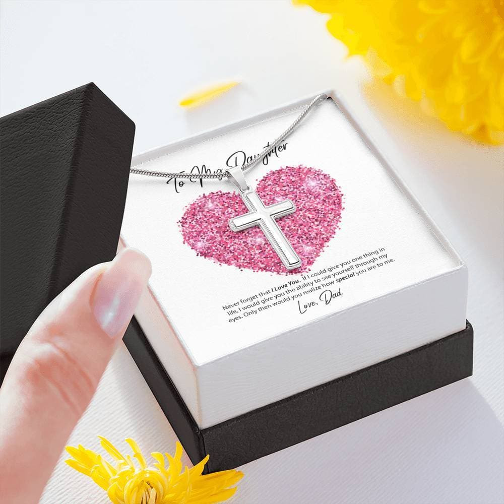 To My Daughter Love Dad Cross Necklace