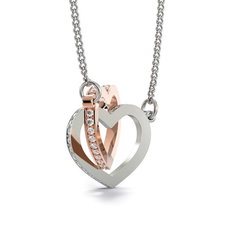 To My Daughter Love Mom Interlocking Heart Necklace Daughter Gift, Heart Necklace Together Forever, Never Apart