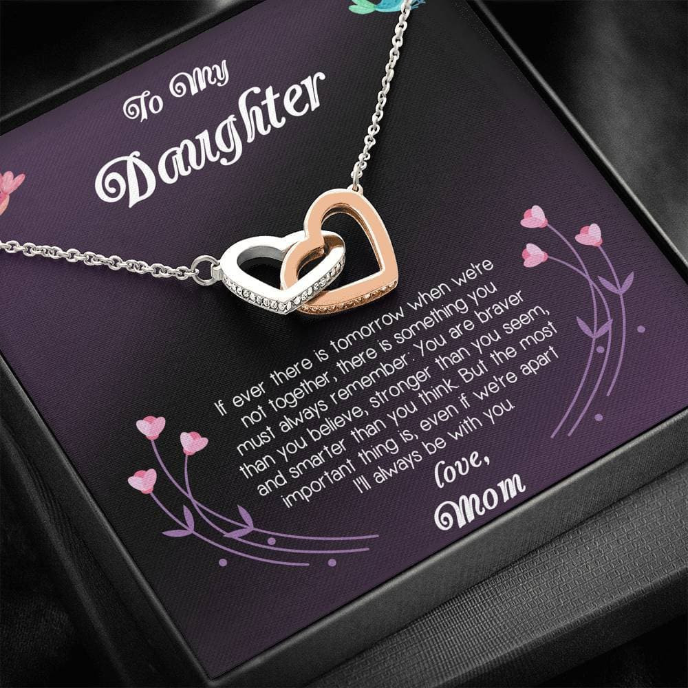 To My Daughter Love Mom Interlocking Hearts Necklace