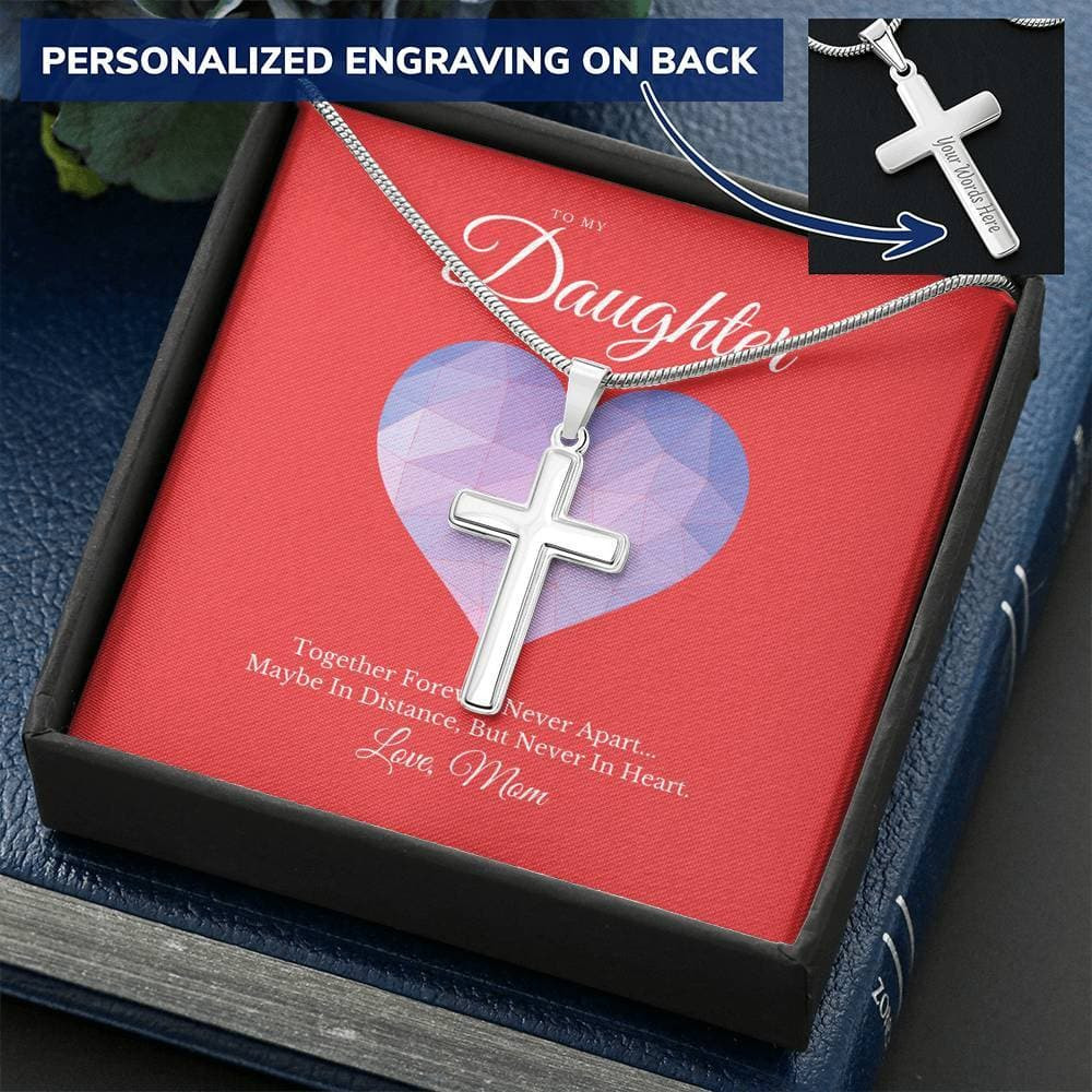 To My Daughter Love Mom Personalized Cross Necklace