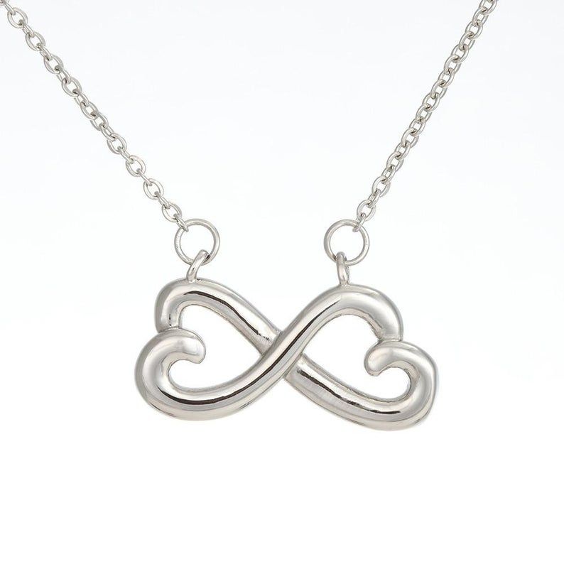 To My Daughter You Will Always Be My Baby Girl Love Mom, Infinity Heart Necklace Daughter Gift, White Gold, Yellow Gold