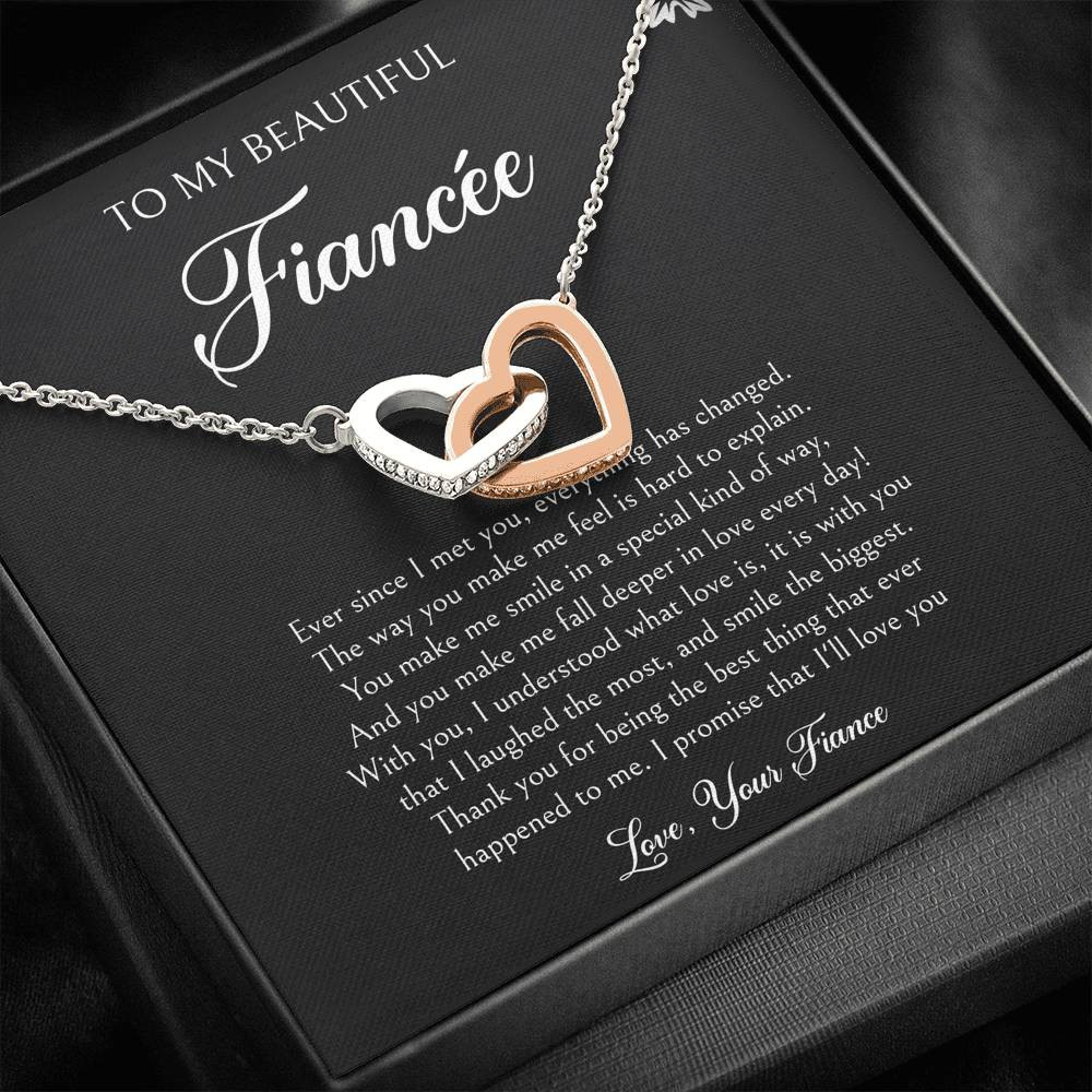 To My Fiance, I’ll Love You Forever, Interlocking Heart Necklace For Women, Anniversary Birthday Valentines Day Gifts From Fiance