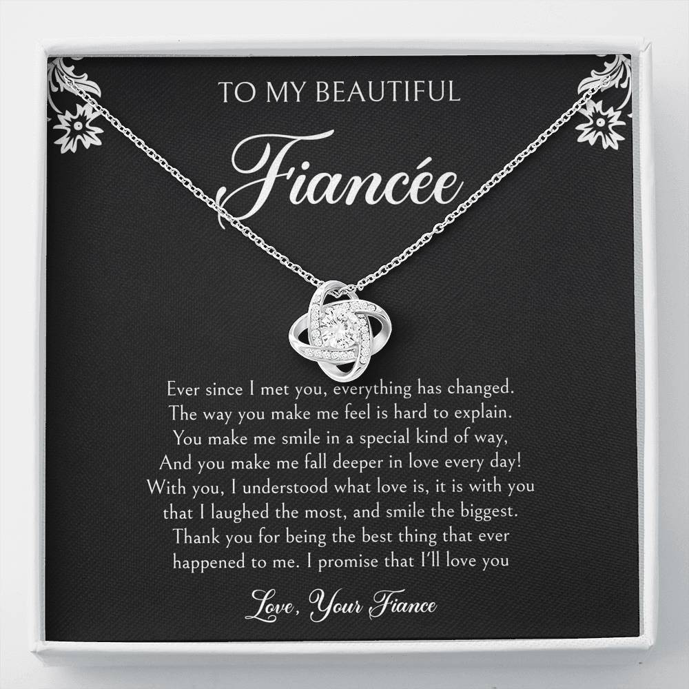 To My Fiance, I’ll Love You Forever, Love Knot Necklace For Women, Anniversary Birthday Valentines Day Gifts From Fiance