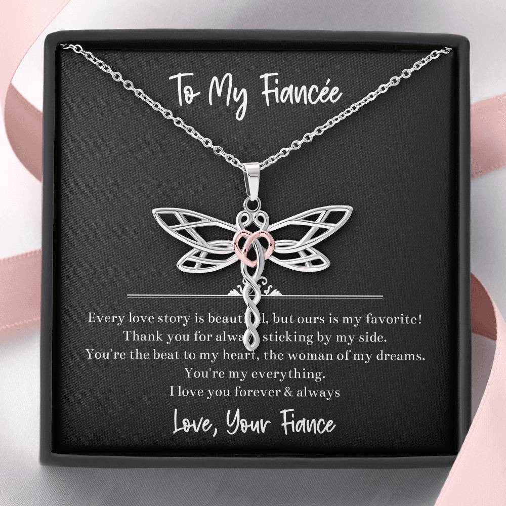 To My Fiance, The Woman Of My Dreams, Dragonfly Necklace For Women, Anniversary Birthday Valentines Day Gifts From Fiance
