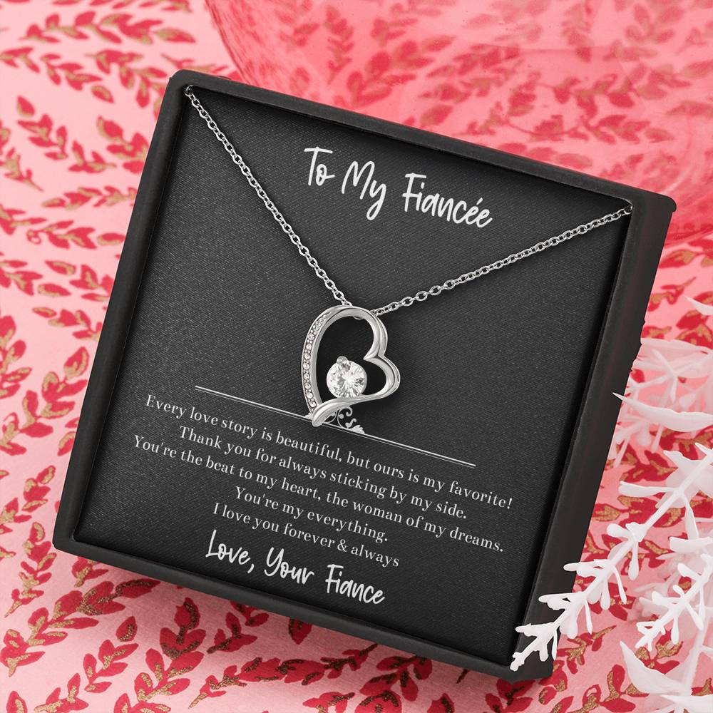 To My Fiance, The Woman Of My Dreams, Forever Love Heart Necklace For Women, Anniversary Birthday Valentines Day Gifts From Fiance