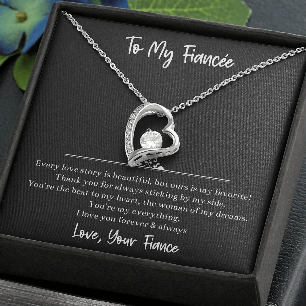 To My Fiance, The Woman Of My Dreams, Forever Love Heart Necklace For Women, Anniversary Birthday Valentines Day Gifts From Fiance