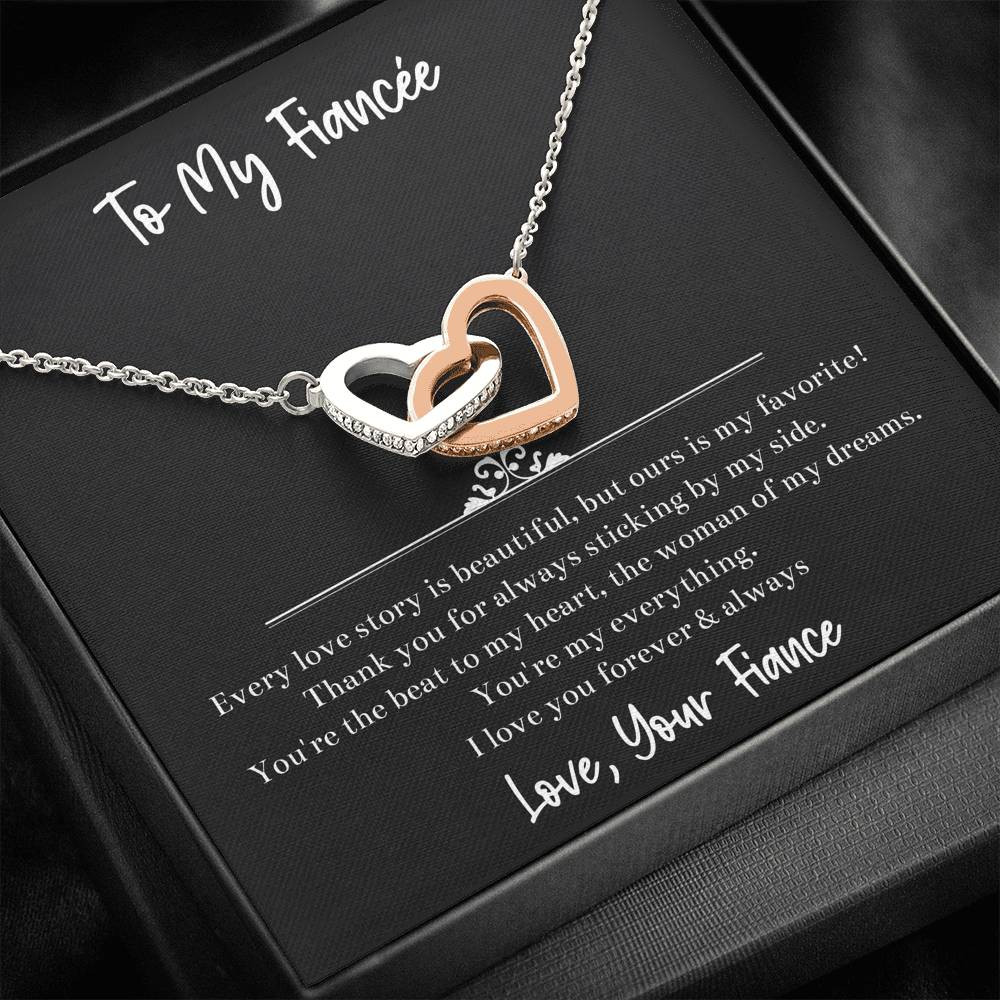 To My Fiance, The Woman Of My Dreams, Interlocking Heart Necklace For Women, Anniversary Birthday Valentines Day Gifts From Fiance
