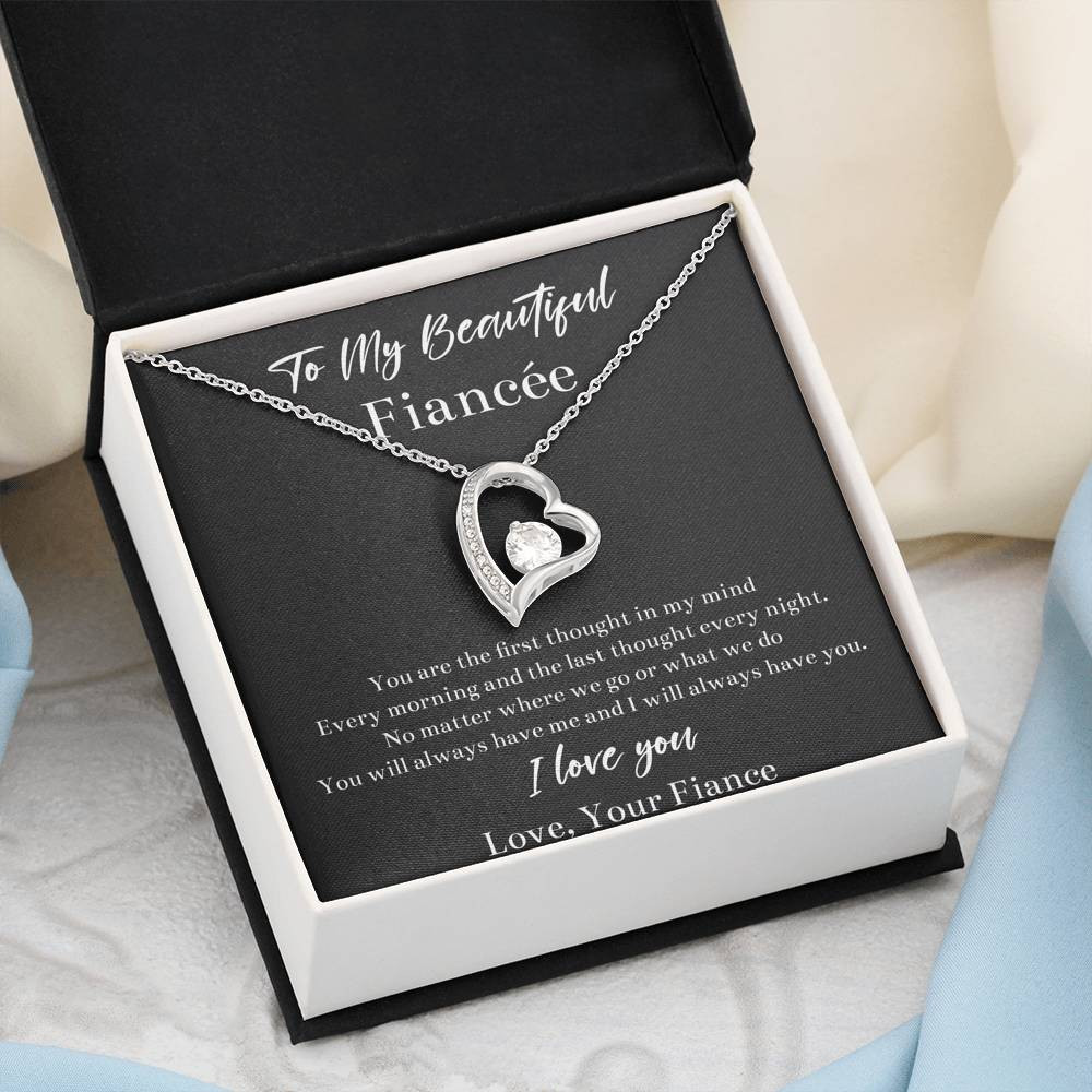 To My Fiance, You Will Always Have Me, Forever Love Heart Necklace For Women, Anniversary Birthday Valentines Day Gifts From Fiance