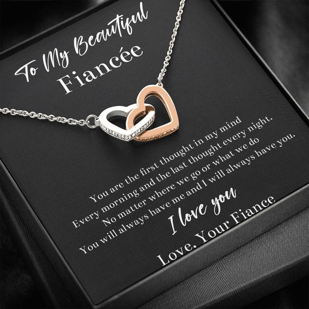 To My Fiance, You Will Always Have Me, Interlocking Heart Necklace For Women, Anniversary Birthday Valentines Day Gifts From Fiance
