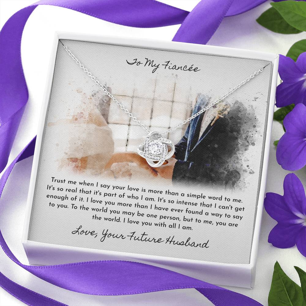 To My Fiancee Love Your Future Husband Love Knot Necklace