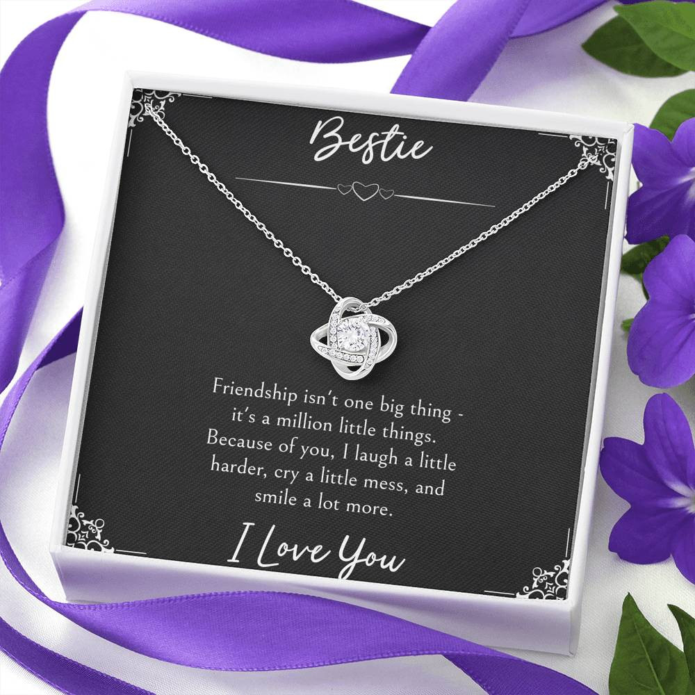 To My Friend Gifts, Because Of You, Love Knot Necklace For Women, Birthday Present Idea From Bestie