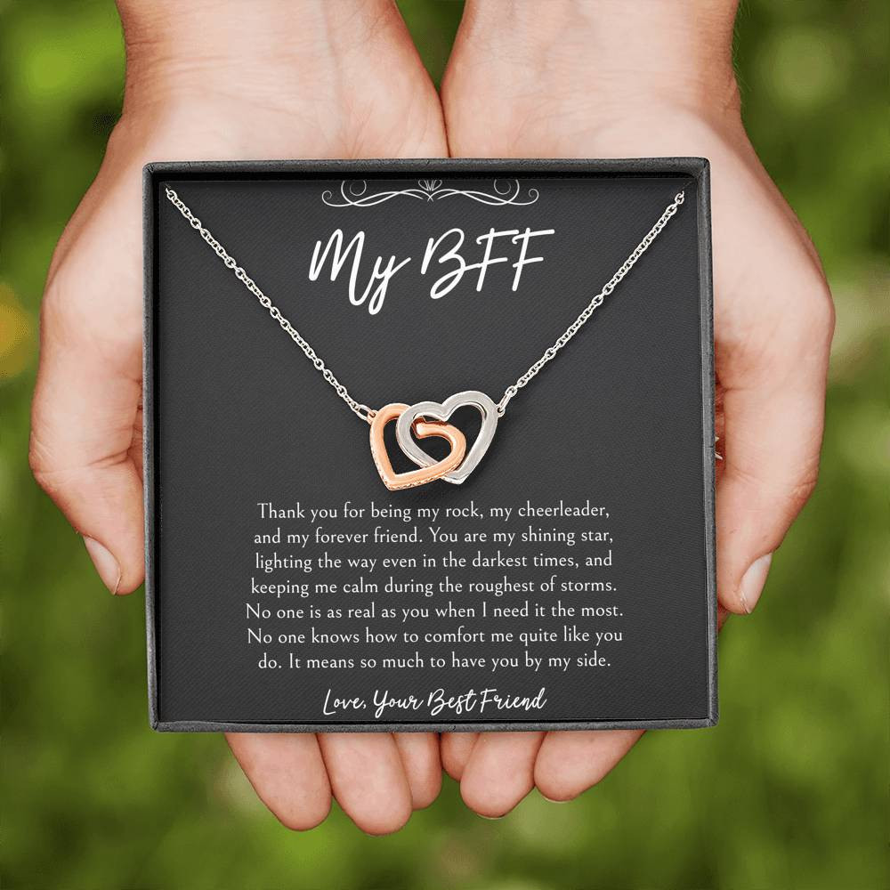 To My Friend Gifts, It Means So Much To Have You By My Side, Interlocking Heart Necklace For Women, Birthday Present Idea From Bestie