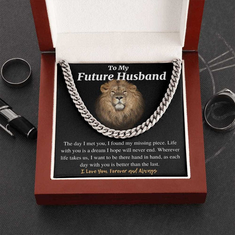 To My Future Husband Necklace, I Want To Be Hand In Hand, Necklace for Future Husband, Cuban Link Chain Necklace