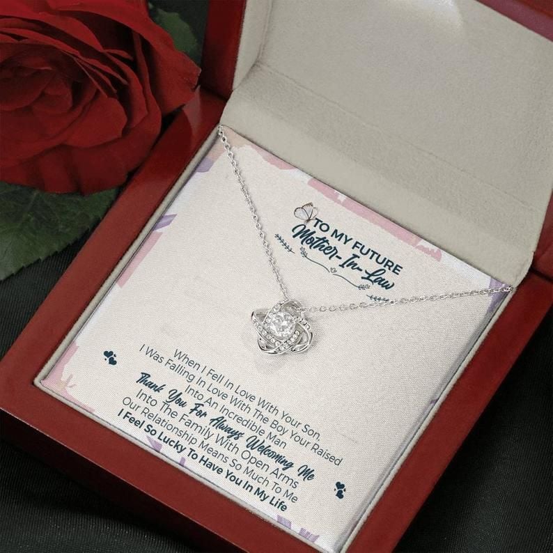 To My Future Mother In Law, Thank You For Welcoming Me Love Knot Necklace – Future Mom In Law Gift