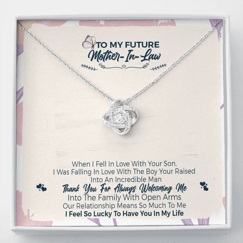 To My Future Mother In Law, Thank You For Welcoming Me Love Knot Necklace – Future Mom In Law Gift