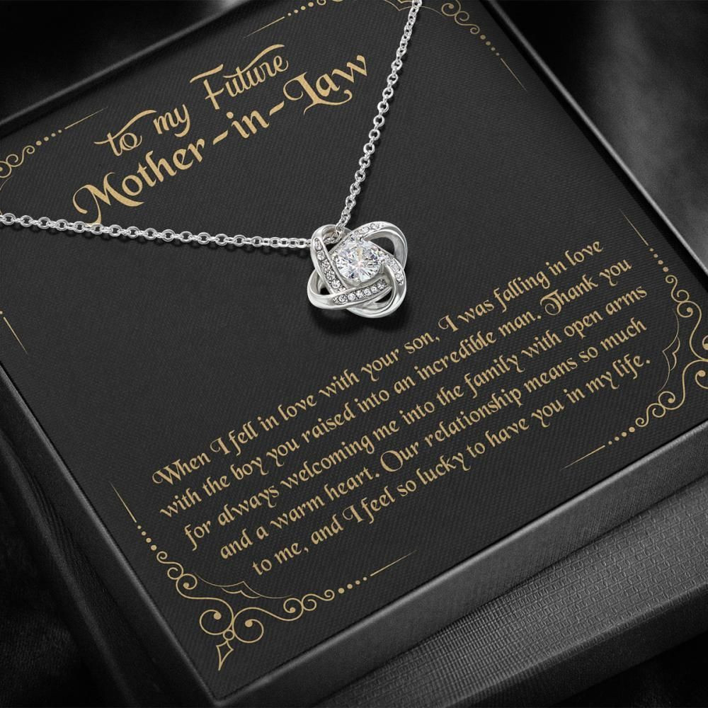 To My Future Mother In Law I Fell In Love With Your Son Love Knot Necklace 14K Gold Birthday Gift For Mom