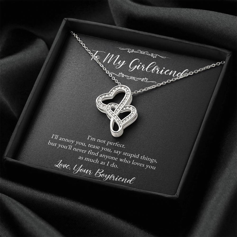 To My Girlfriend, I Am Not Perfect, Double Heart Necklace For Women, Anniversary Birthday Valentines Day Gifts From Boyfriend