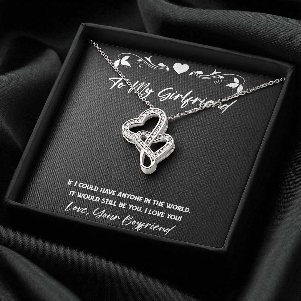 To My Girlfriend, It Would Still Be You, Double Heart Necklace For Women, Anniversary Birthday Valentines Day Gifts From Boyfriend