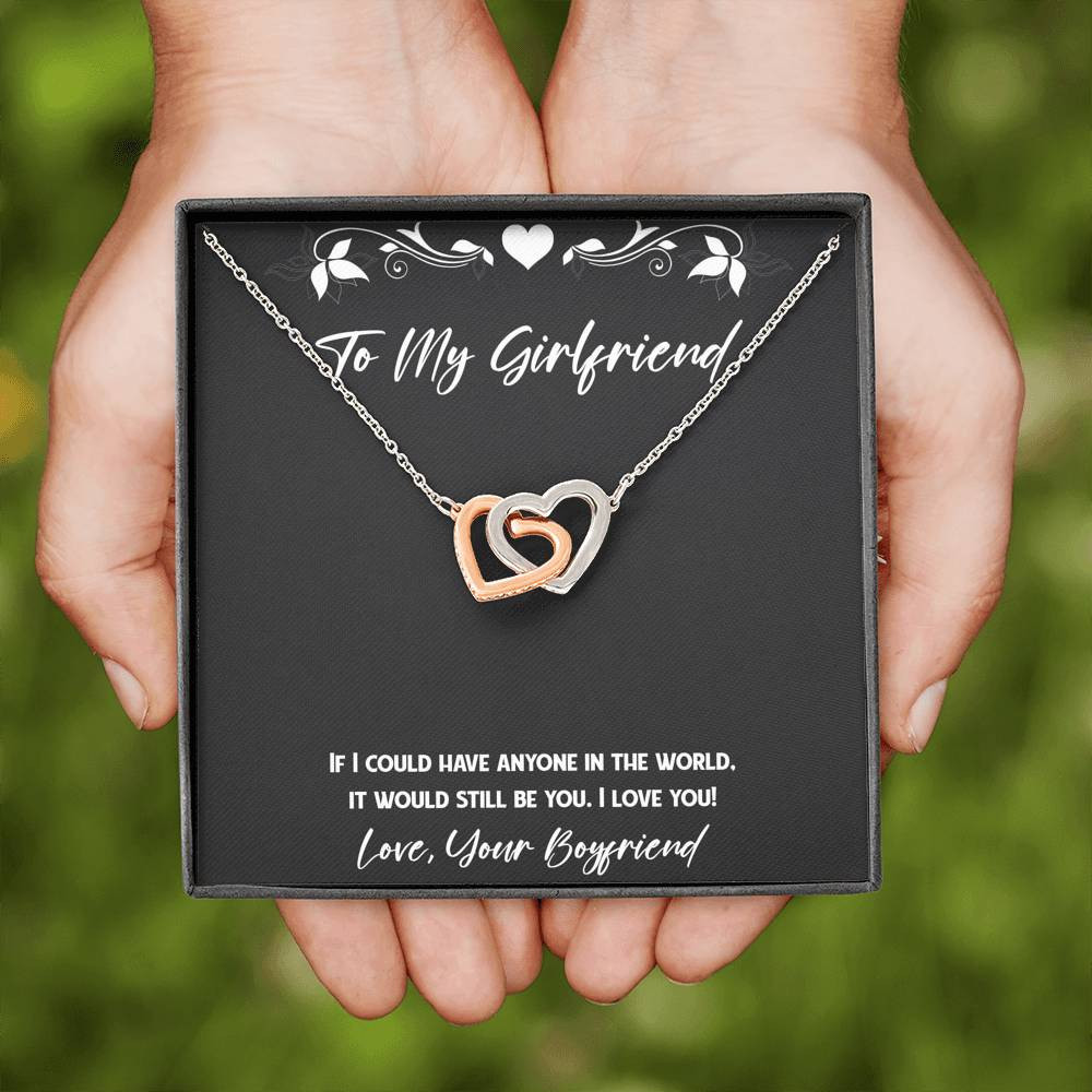 To My Girlfriend, It Would Still Be You, Interlocking Heart Necklace For Women, Anniversary Birthday Valentines Day Gifts From Boyfriend