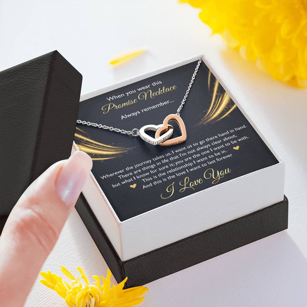 To My Girlfriend, When You Wear This Promise Necklace, Interlocking Heart Necklace For Women, Anniversary Birthday Gifts From Boyfriend