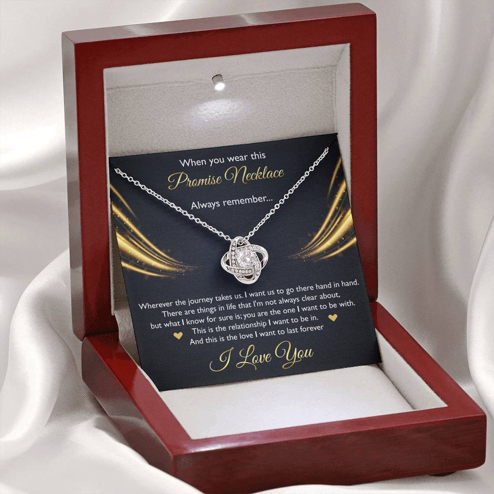 To My Girlfriend, When You Wear This Promise Necklace, Love Knot Necklace For Women, Anniversary Birthday Gifts From Boyfriend