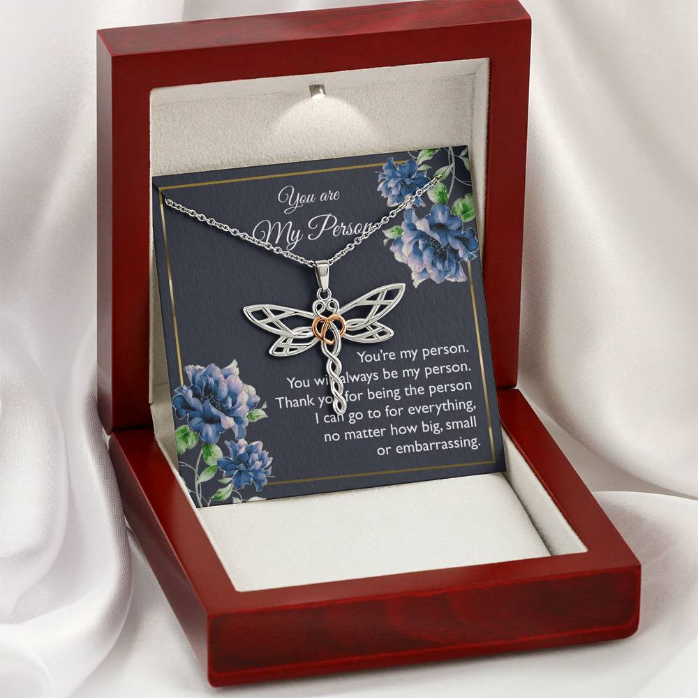 To My Girlfriend, You Are My Person, Dragonfly Necklace For Women, Anniversary Birthday Gifts From Boyfriend