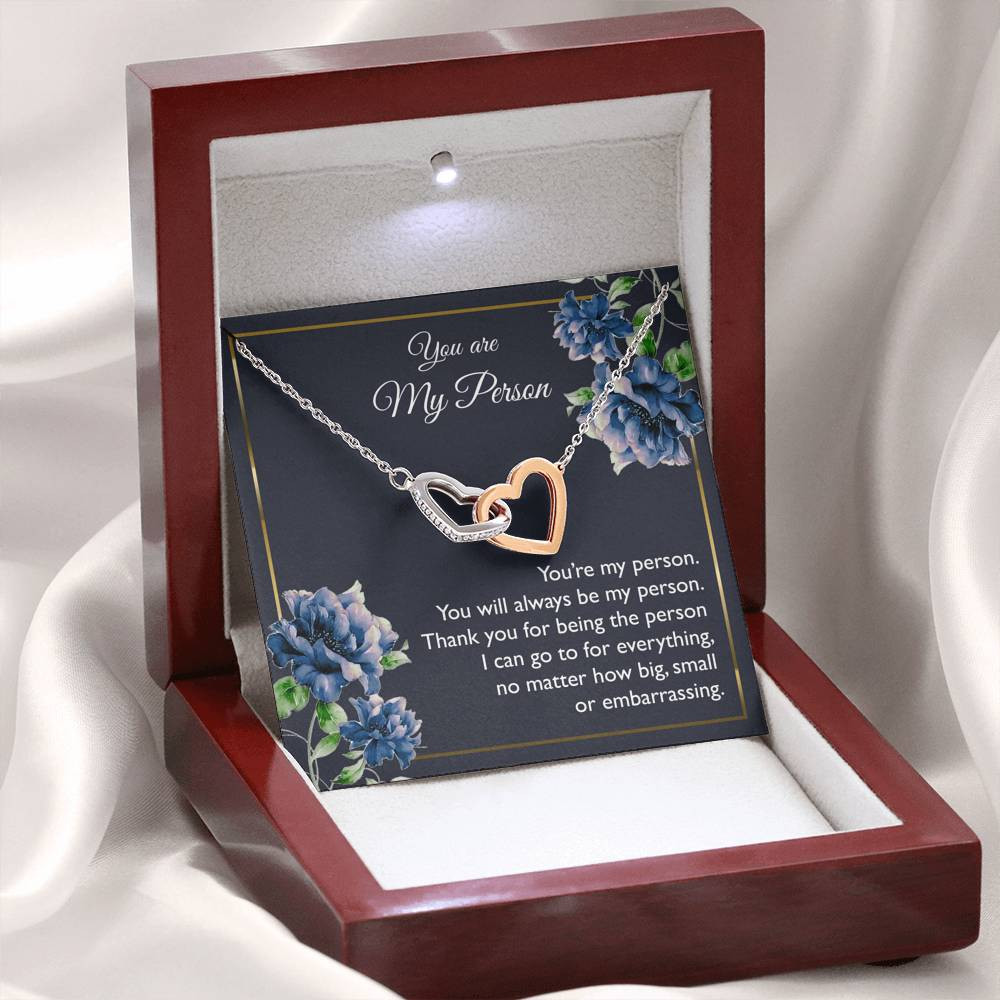 To My Girlfriend, You Are My Person, Interlocking Heart Necklace For Women, Anniversary Birthday Gifts From Boyfriend