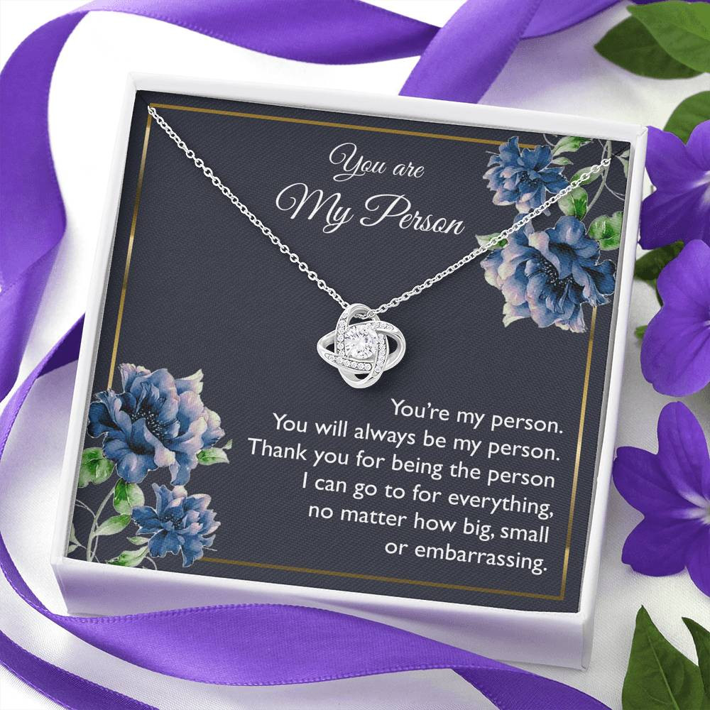 To My Girlfriend, You Are My Person, Love Knot Necklace For Women, Anniversary Birthday Gifts From Boyfriend