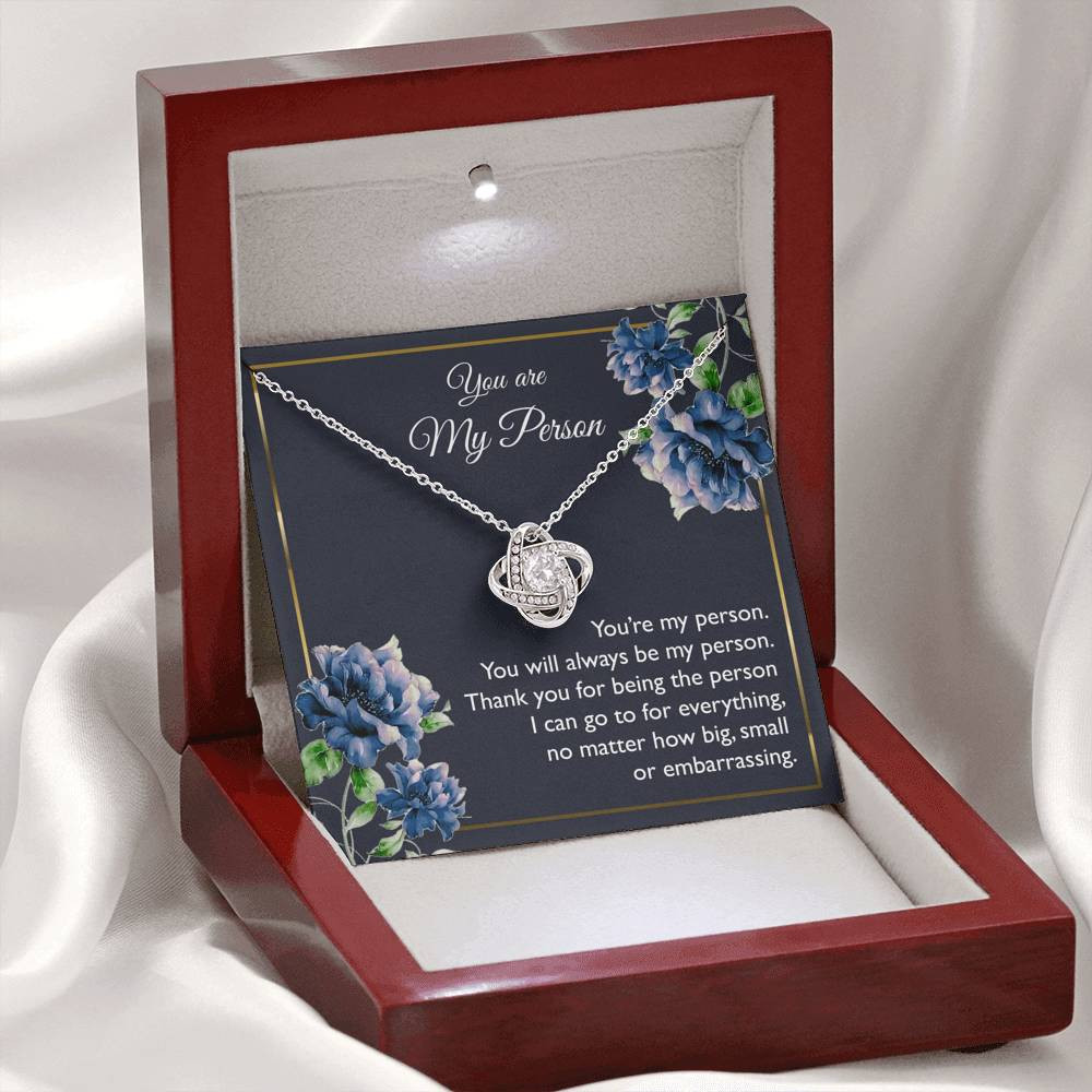 To My Girlfriend, You Are My Person, Love Knot Necklace For Women, Anniversary Birthday Gifts From Boyfriend