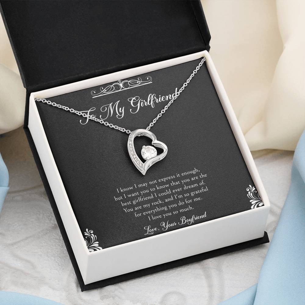 To My Girlfriend, You Are My Rock, Forever Love Heart Necklace For Women, Anniversary Birthday Valentines Day Gifts From Boyfriend