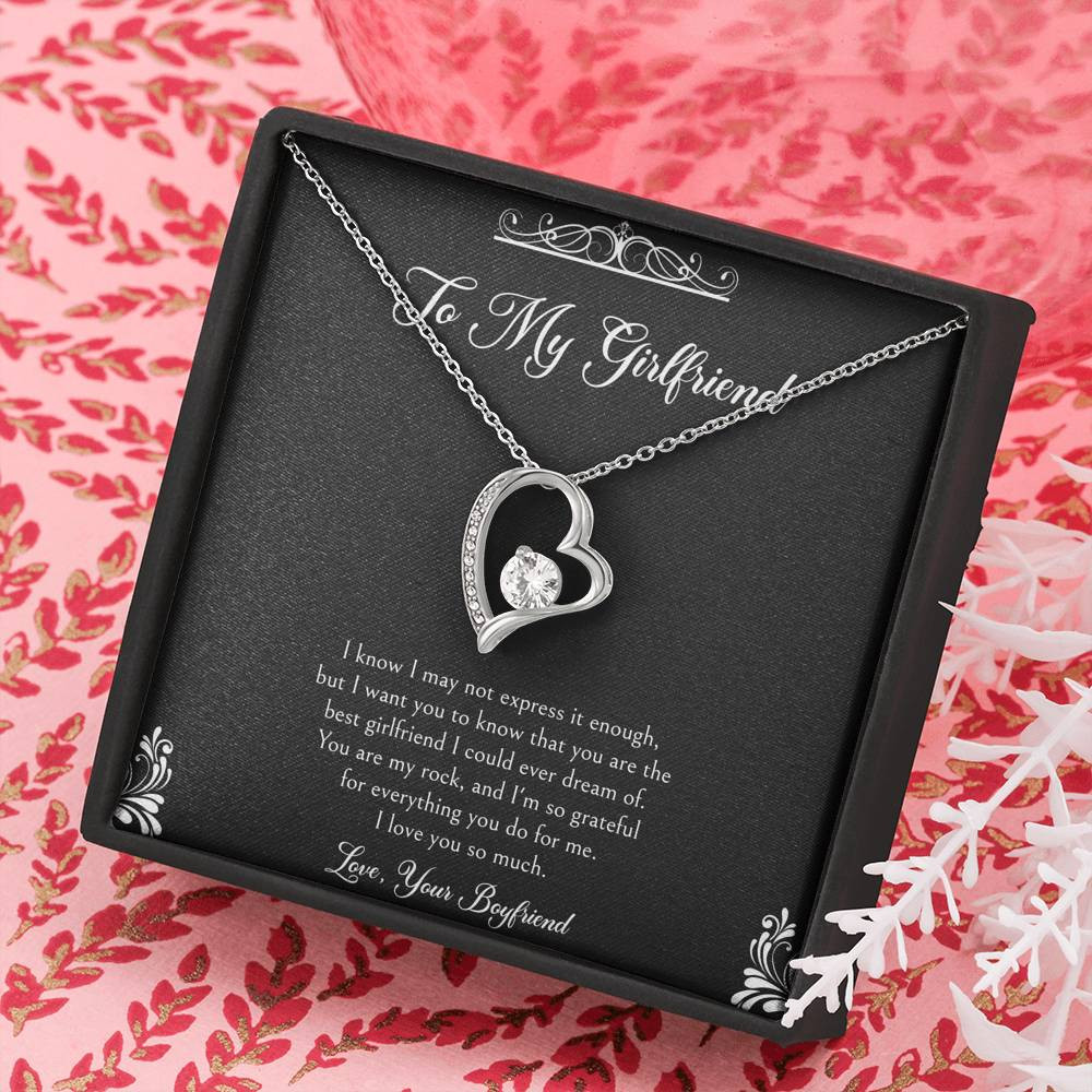 To My Girlfriend, You Are My Rock, Forever Love Heart Necklace For Women, Anniversary Birthday Valentines Day Gifts From Boyfriend