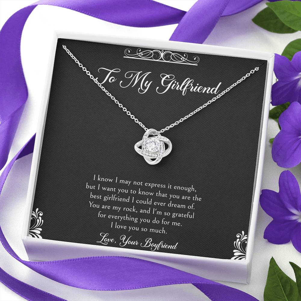 To My Girlfriend, You Are My Rock, Love Knot Necklace For Women, Anniversary Birthday Valentines Day Gifts From Boyfriend