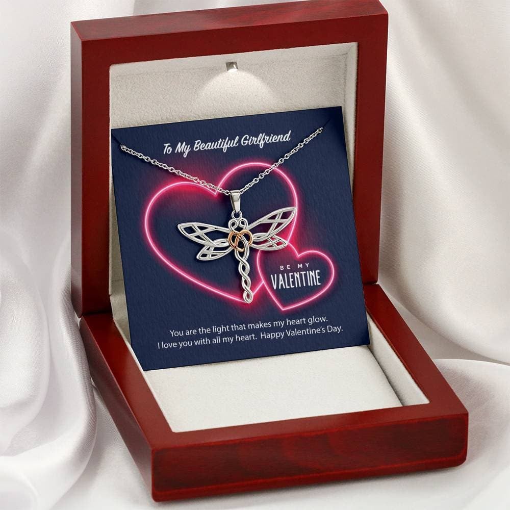 To My Girlfriend Be My Valentine Dragonfly Necklace
