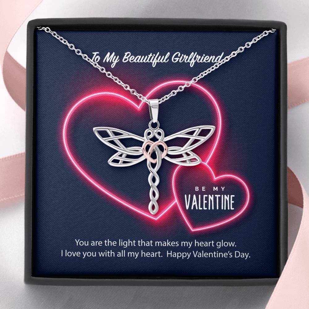 To My Girlfriend Be My Valentine Dragonfly Necklace