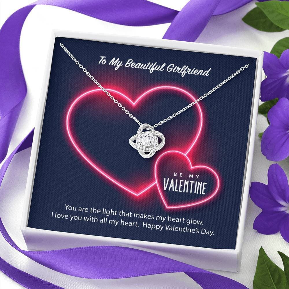 To My Girlfriend Be My Valentine Love Knot Necklace
