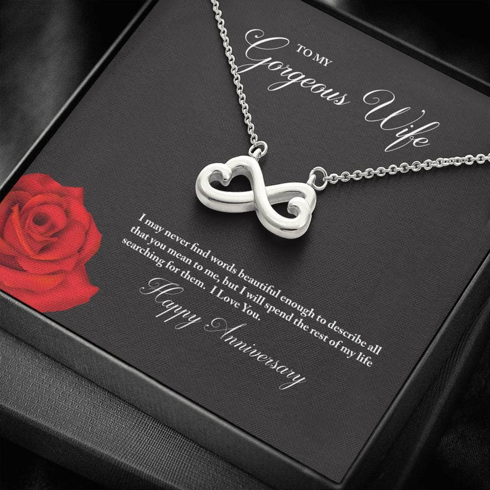 To My Gorgeous Wife Happy Anniversary Infinite Hearts Necklace