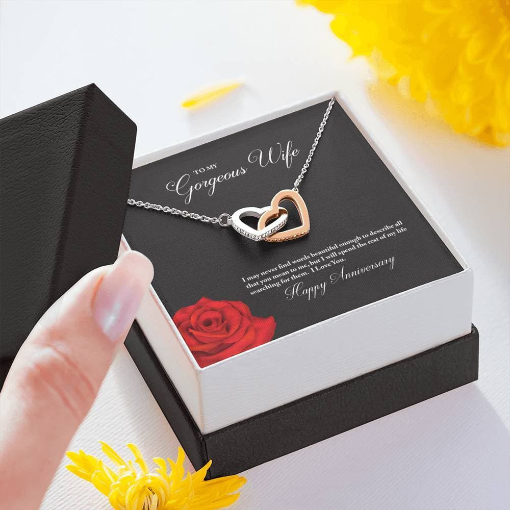 To My Gorgeous Wife Happy Anniversary Interlocking Hearts Necklace