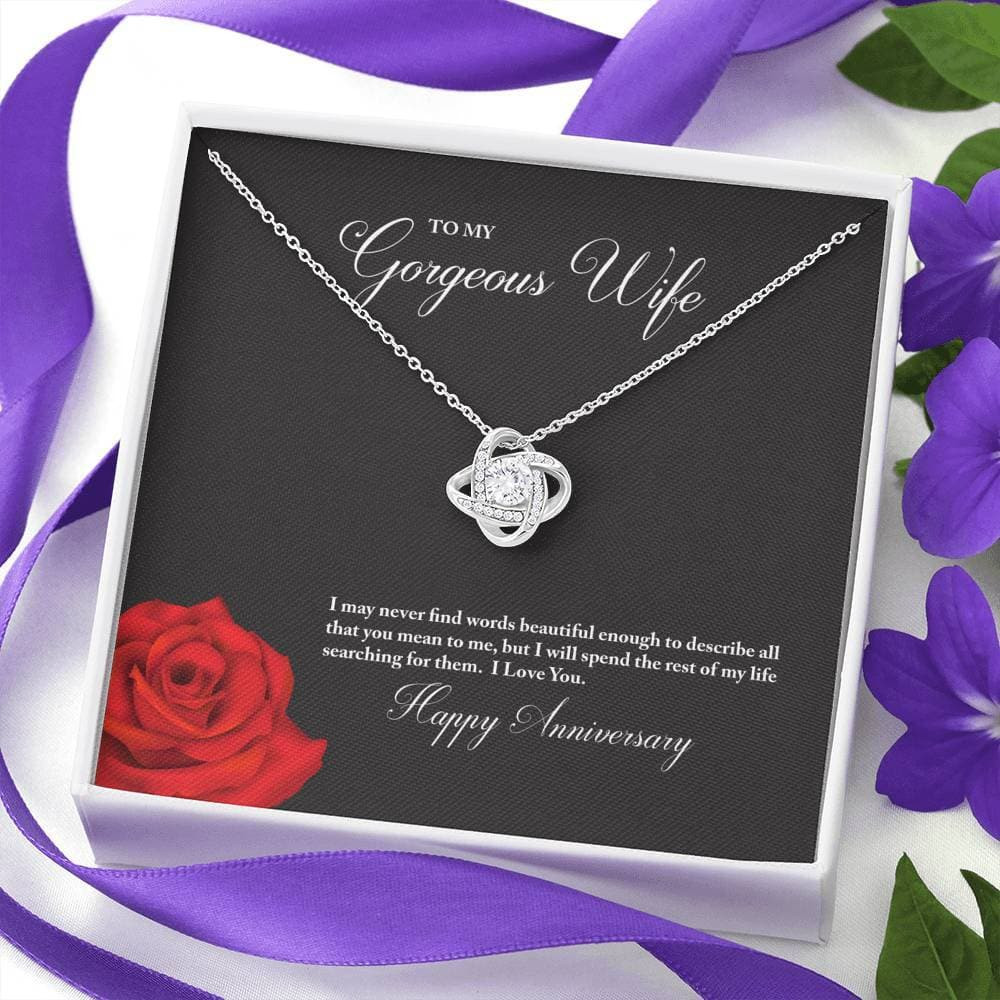 To My Gorgeous Wife Happy Anniversary Love Knot Necklace