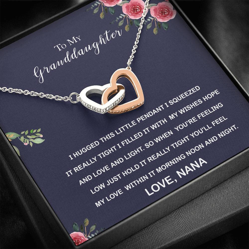 To My Granddaughter -NANA- Interlocking Heart Necklace