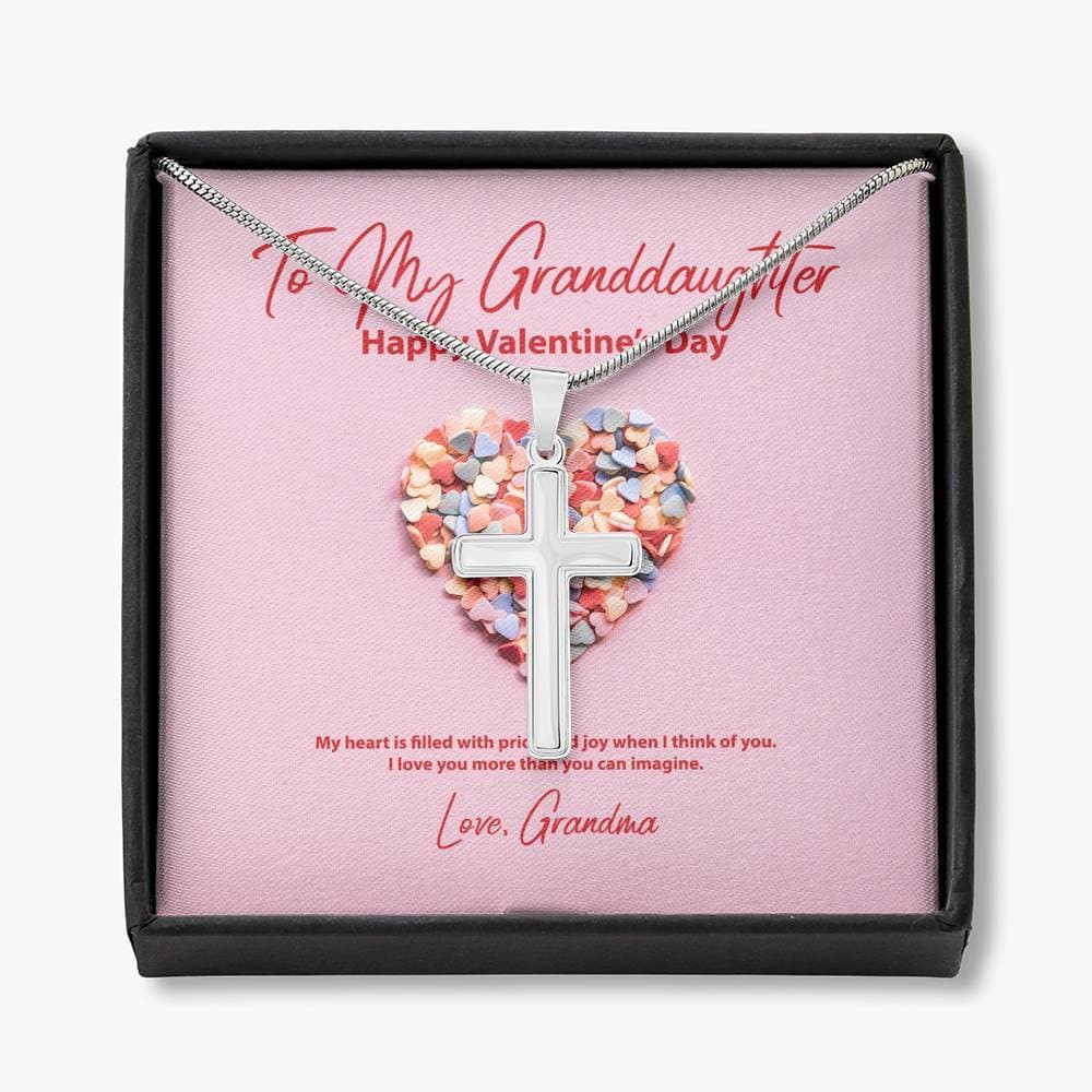 To My Granddaughter from Grandma Valentine’s Day Cross Necklace