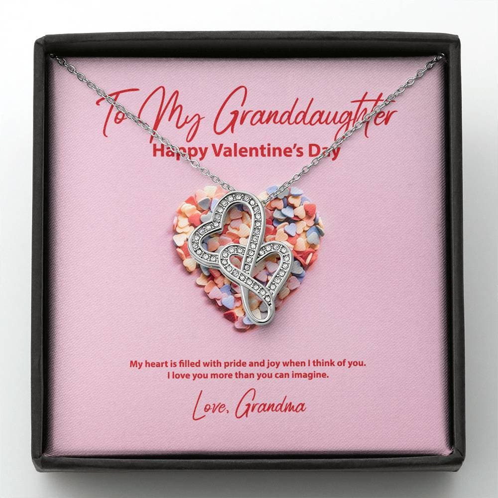 To My Granddaughter from Grandma Valentine’s Day Double Hearts Necklace