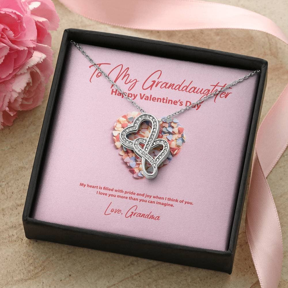 To My Granddaughter from Grandma Valentine’s Day Double Hearts Necklace