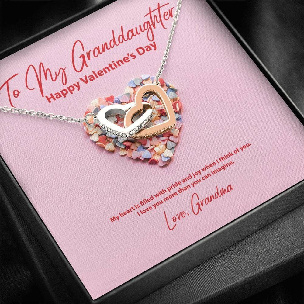 To My Granddaughter from Grandma Valentine’s Day Interlocking Hearts Necklace
