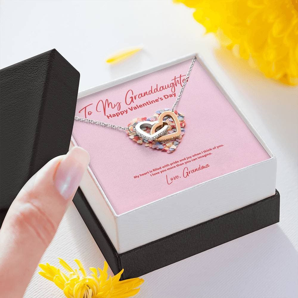 To My Granddaughter from Grandma Valentine’s Day Interlocking Hearts Necklace