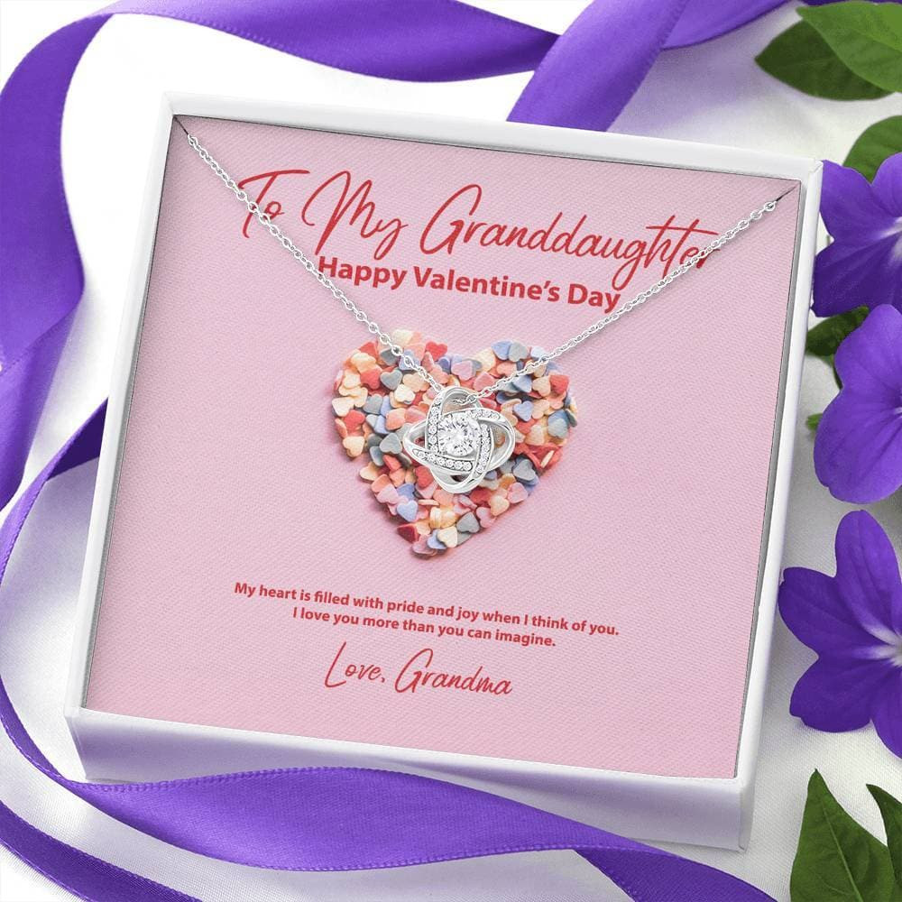 To My Granddaughter from Grandma Valentine’s Day Love Knot Necklace