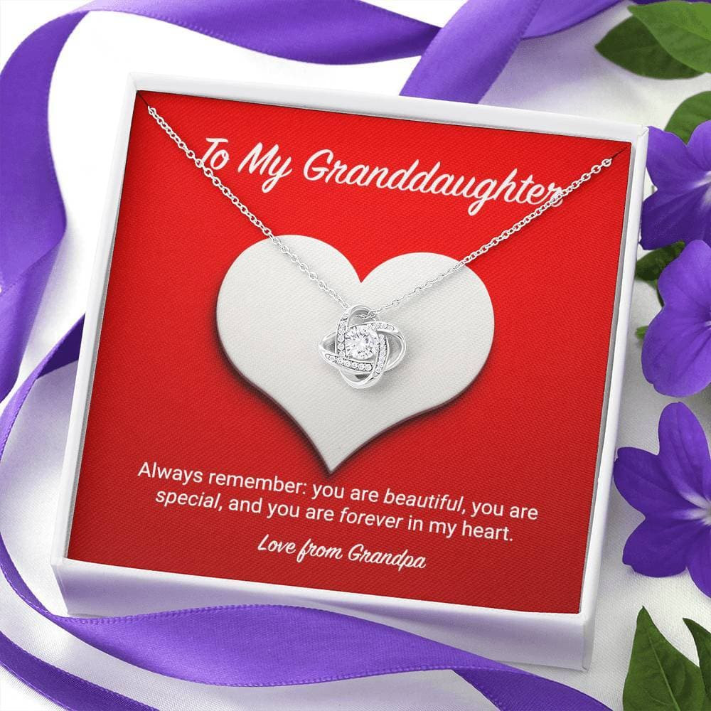To My Granddaughter from Grandpa Love Knot Necklace