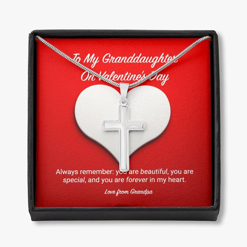 To My Granddaughter from Grandpa Valentine’s Day Cross Necklace