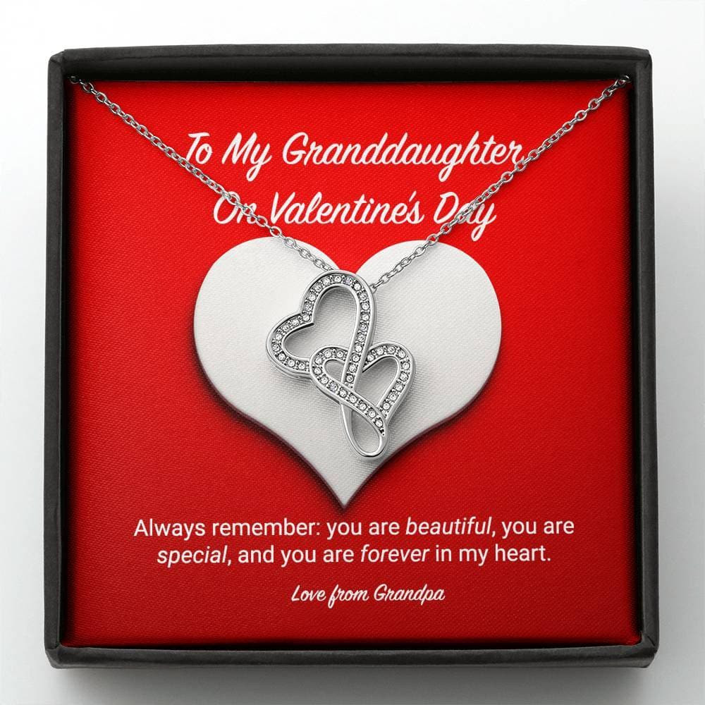 To My Granddaughter from Grandpa Valentine’s Day Double Hearts Necklace