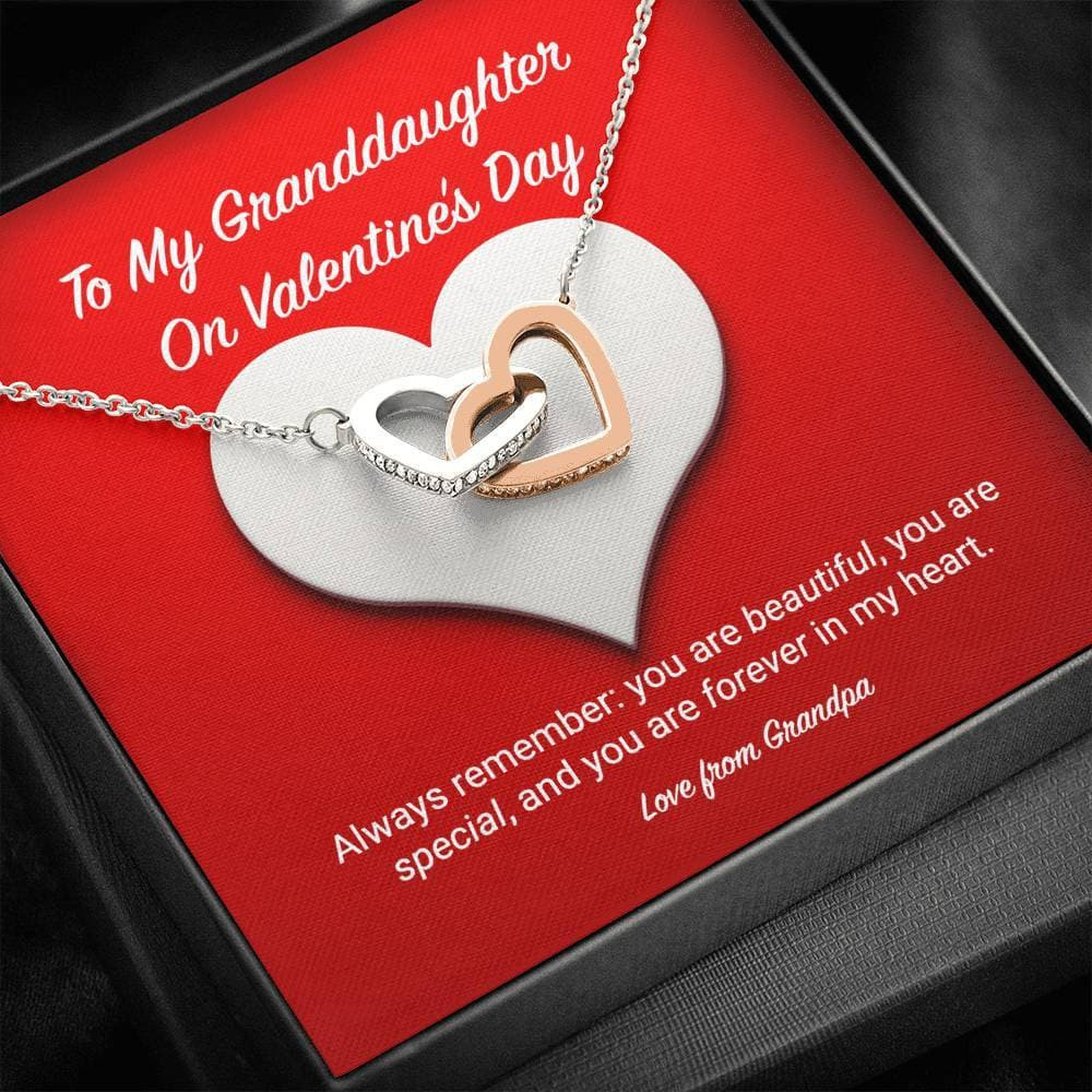 To My Granddaughter from Grandpa Valentine’s Day Interlocking Hearts Necklace